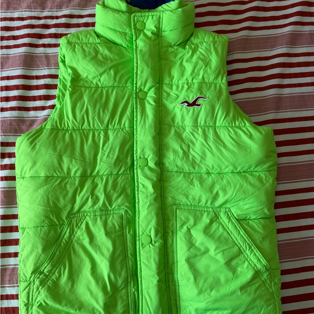 Hollister Bright Green Puffer Vest